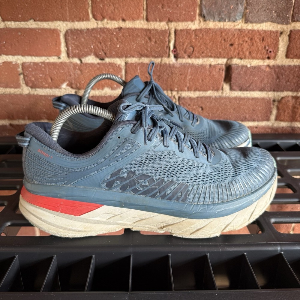 Hoka One One Bondi 7 Shoes Mens Sz 10.5 Wide Blue Running Sneakers 1110518 RTOS